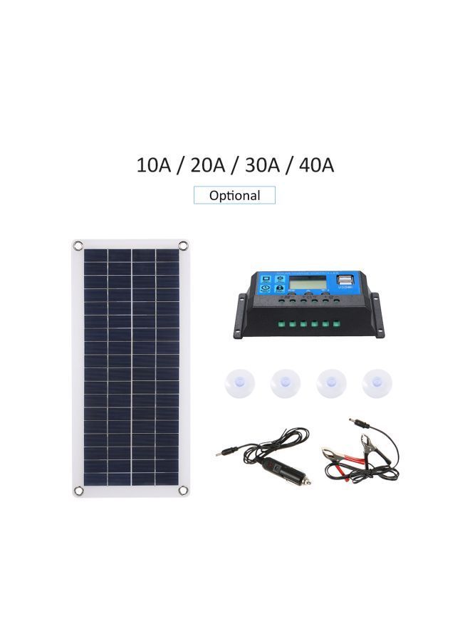 Solar Panel With USB Port And Car Charger Black/White/Blue