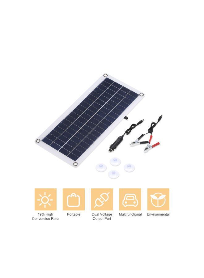 Solar Panel With USB Port And Car Charger Black/White/Blue