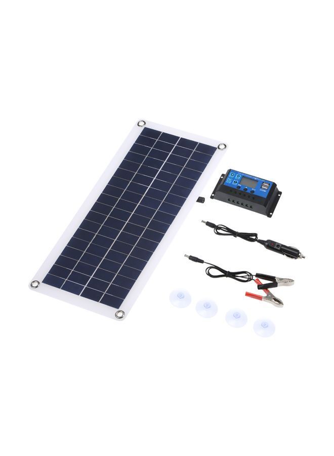 Solar Panel With USB Port And Car Charger Black/White/Blue