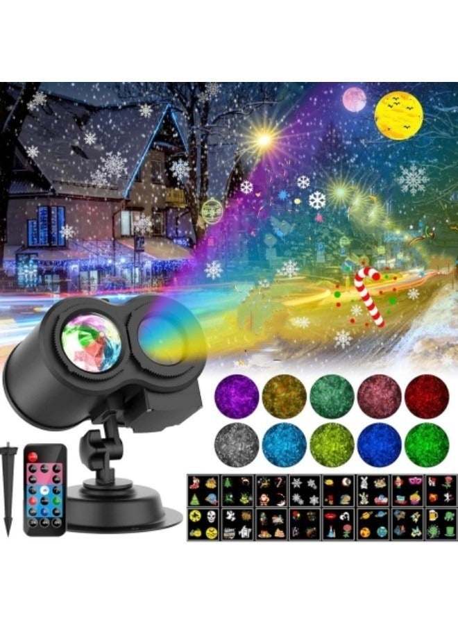 Snowflake Projector Lights, Rotating Highlight Dynamic LED Snow Light Projection, 16 Patterns