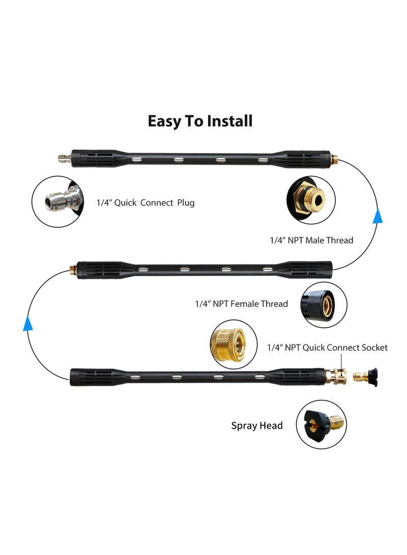 Pressure Washer Gutter Cleaning Tools, Upgrade Power Washer Extension Wand with 6 Nozzle Tips, Replacement Power washer Lance with 1/4