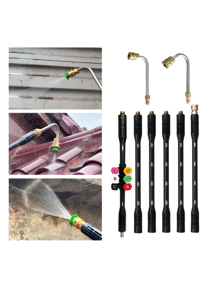 Pressure Washer Gutter Cleaning Tools, Upgrade Power Washer Extension Wand with 6 Nozzle Tips, Replacement Power washer Lance with 1/4