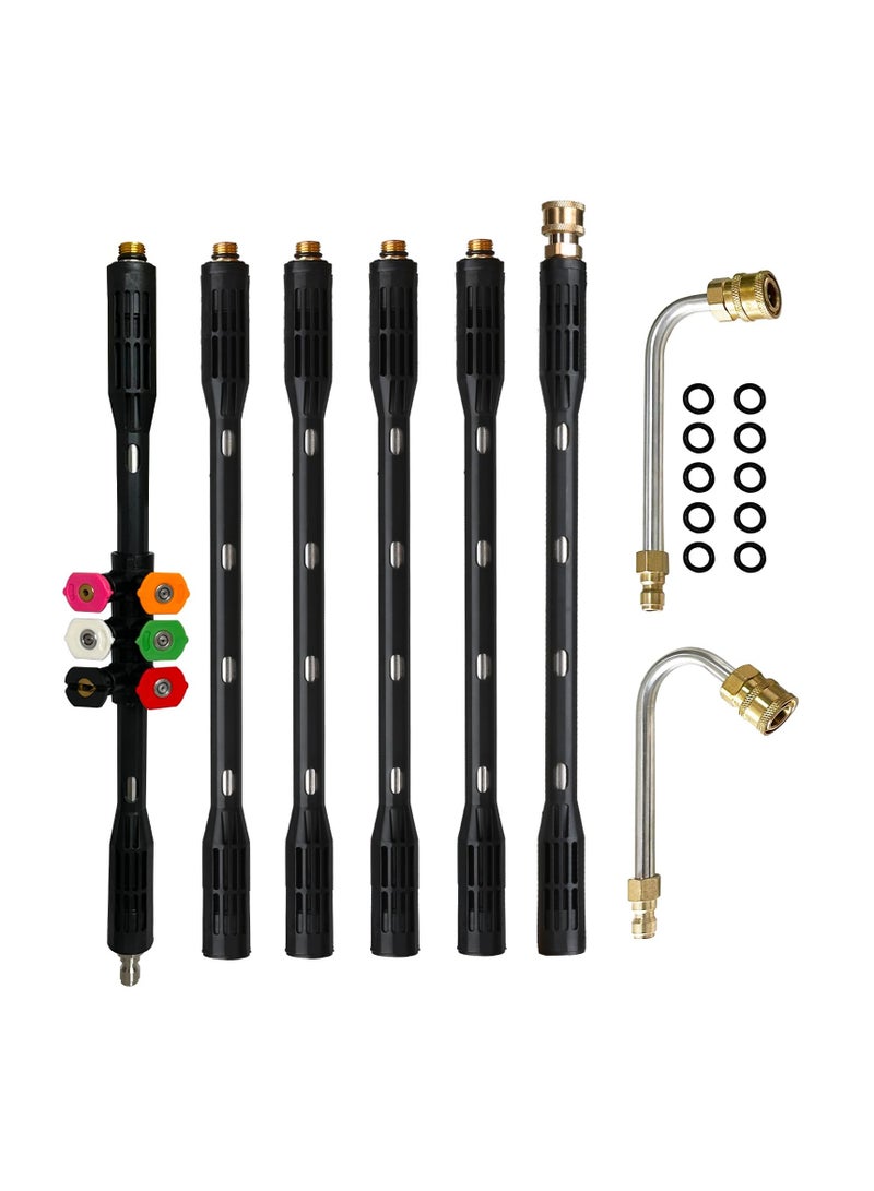 Pressure Washer Gutter Cleaning Tools, Upgrade Power Washer Extension Wand with 6 Nozzle Tips, Replacement Power washer Lance with 1/4