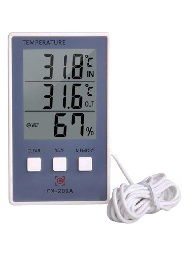 Indoor/Outdoor Digital LCD Humidity Measurement Thermometer White/Blue