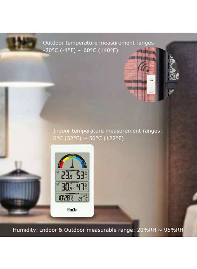 Digital Hygro Thermograph With Wireless Sensor White (2x8x13.5 cm), (9x2.3x4 cm)