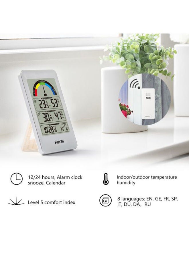 Digital Hygro Thermograph With Wireless Sensor White (2x8x13.5 cm), (9x2.3x4 cm)