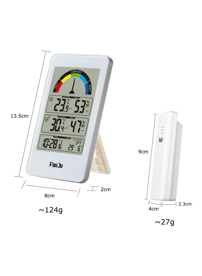 Digital Hygro Thermograph With Wireless Sensor White (2x8x13.5 cm), (9x2.3x4 cm)