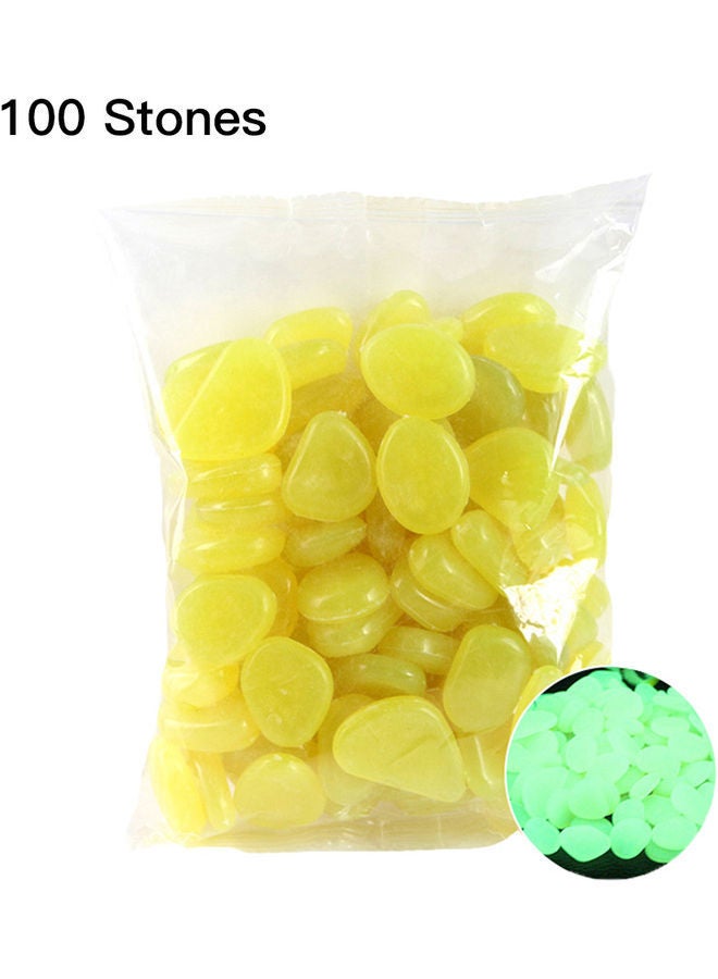 100-Piece Glow In Dark Luminous Pebble Stones Yellow