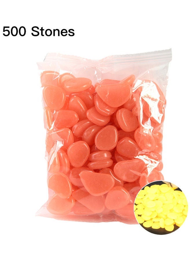 500-Piece Glow In Dark Luminous Pebble Stones Orange