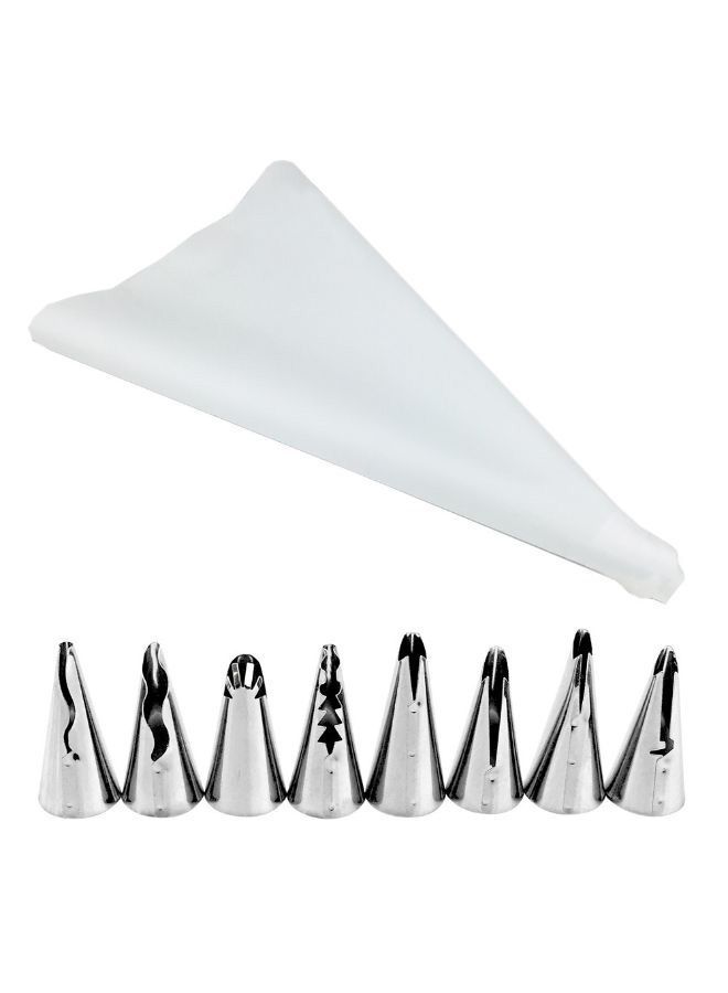 10-Piece Nozzle With Icing Cone Set Grey/Silver