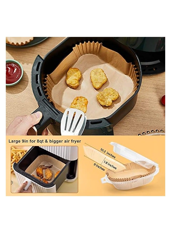 Disposable Air Fryer Paper Liners: 100Pcs 9 In Large Square Non Stick Parchment, Air Fryer Basket Liner for 8Qt