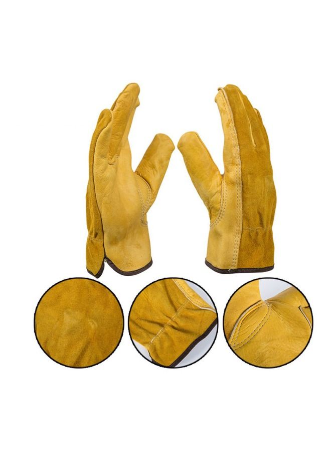 Pair Of Leather Wear-Resistant Gloves Yellow 17cm