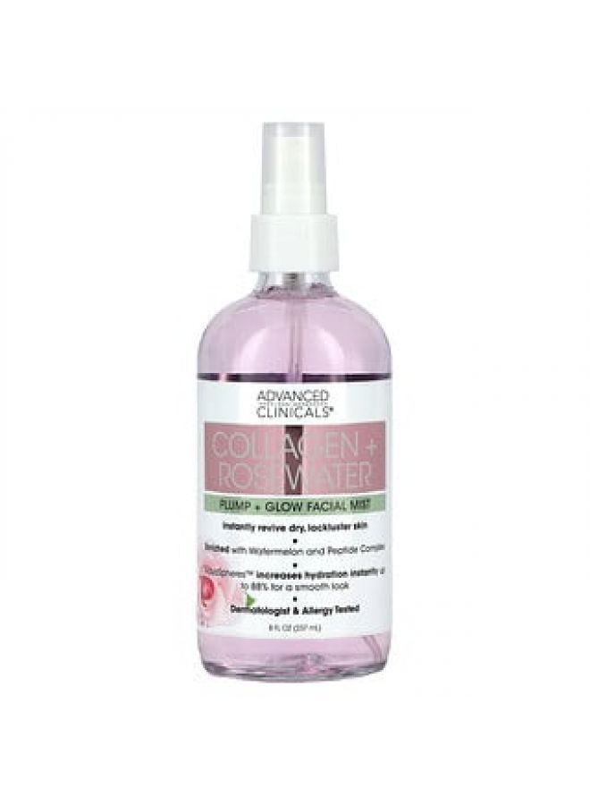 Advanced Clinicals Collagen  Rosewater  Plump  Glow Facial Mist 8 fl oz 237 ml