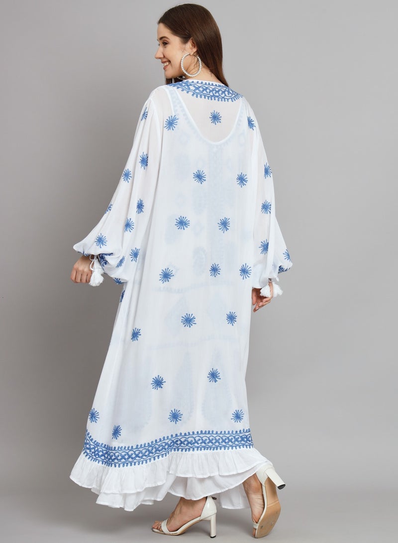 Hand Embroidered Chikankari Modal Kaftan-AL3605