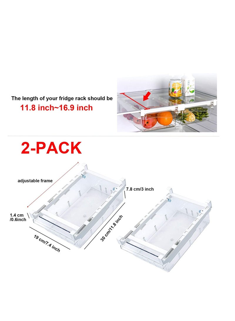 Fridge Drawers, 2 Pack Fridge Organizers and Storage Clear