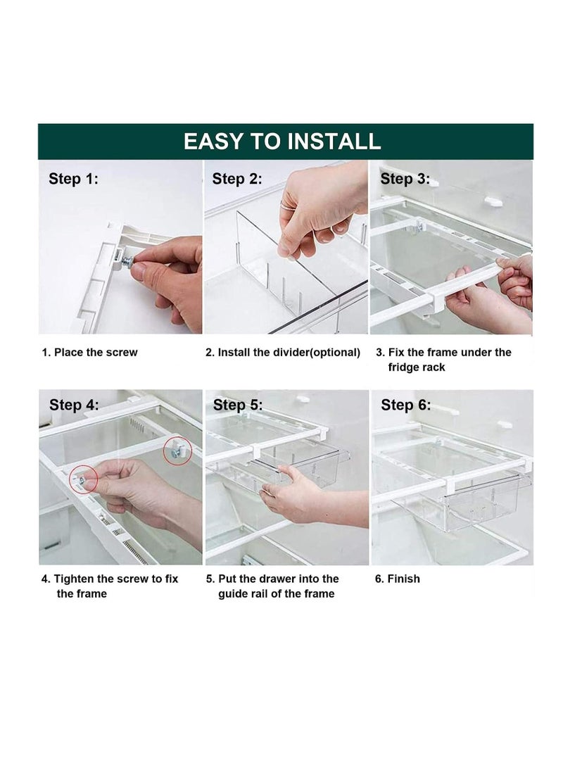 Fridge Drawers, 2 Pack Fridge Organizers and Storage Clear