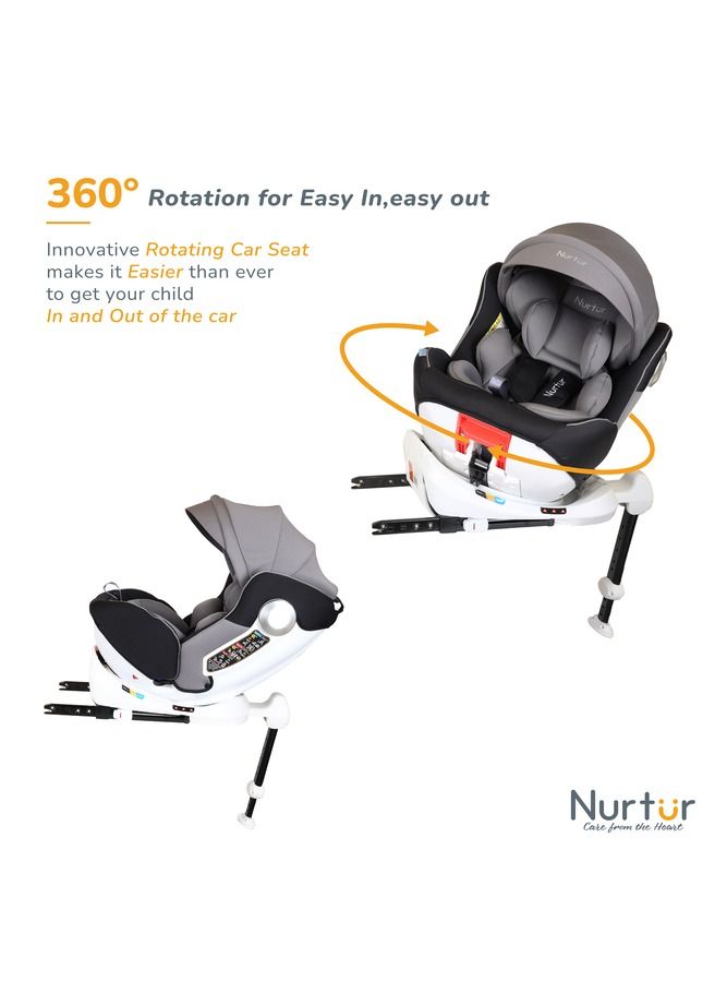 Nurtur Liberty BabyKids 4in1 Car Seat  360  Rotation  Leg Support  ISOFIX –10level Adjustable Headrest with Canopy  0 months to 12 years  Upto 36kg Official Nurtur Product
