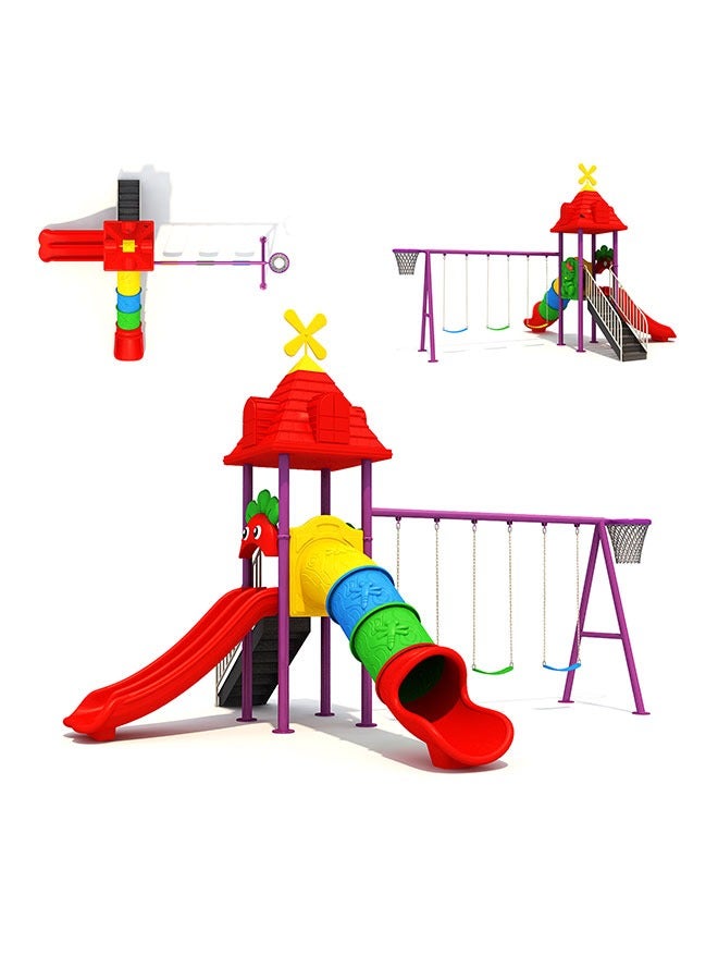 Kindergarten Outdoor Plastic Slide For Kids With Daycare Swing Outdoor Playground For Sale