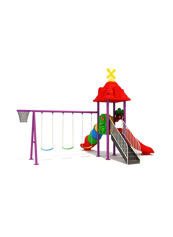 Backyard Slide With Swing Children Outdoor Playground Equipment Easily Assembly Patio Children Play Set