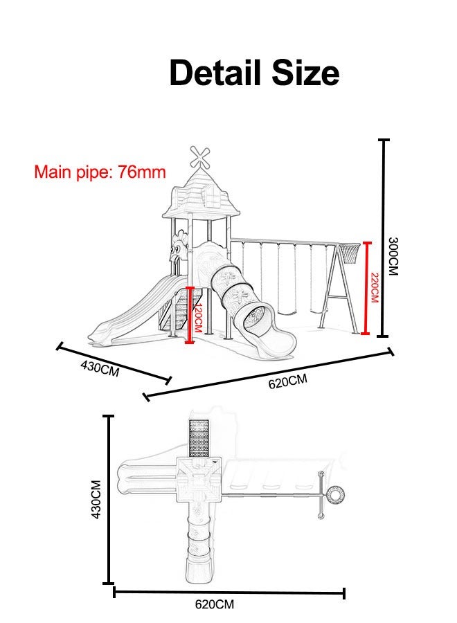 Backyard Slide With Swing Children Outdoor Playground Equipment Easily Assembly Patio Children Play Set