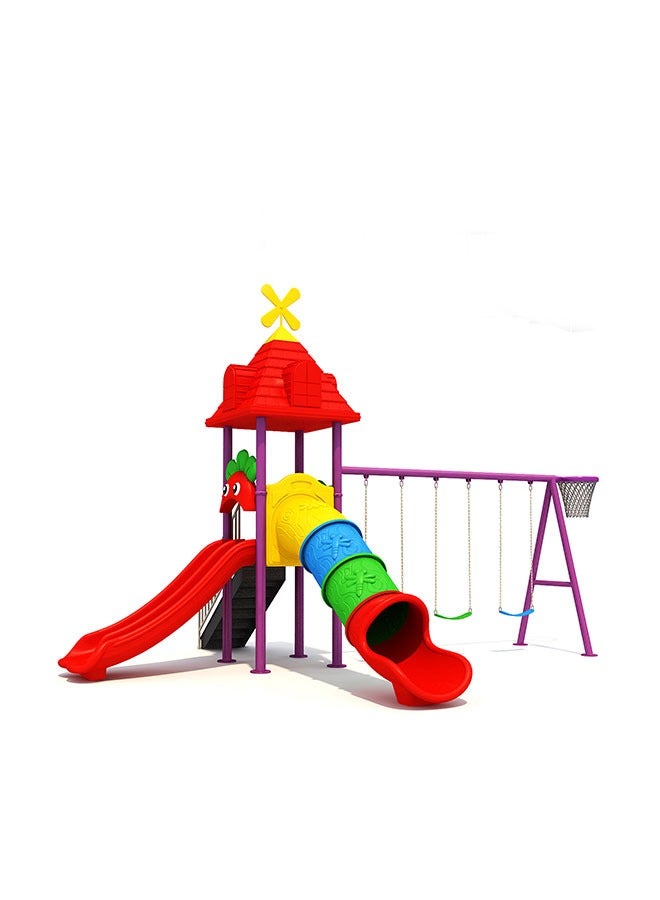 Backyard Slide With Swing Children Outdoor Playground Equipment Easily Assembly Patio Children Play Set