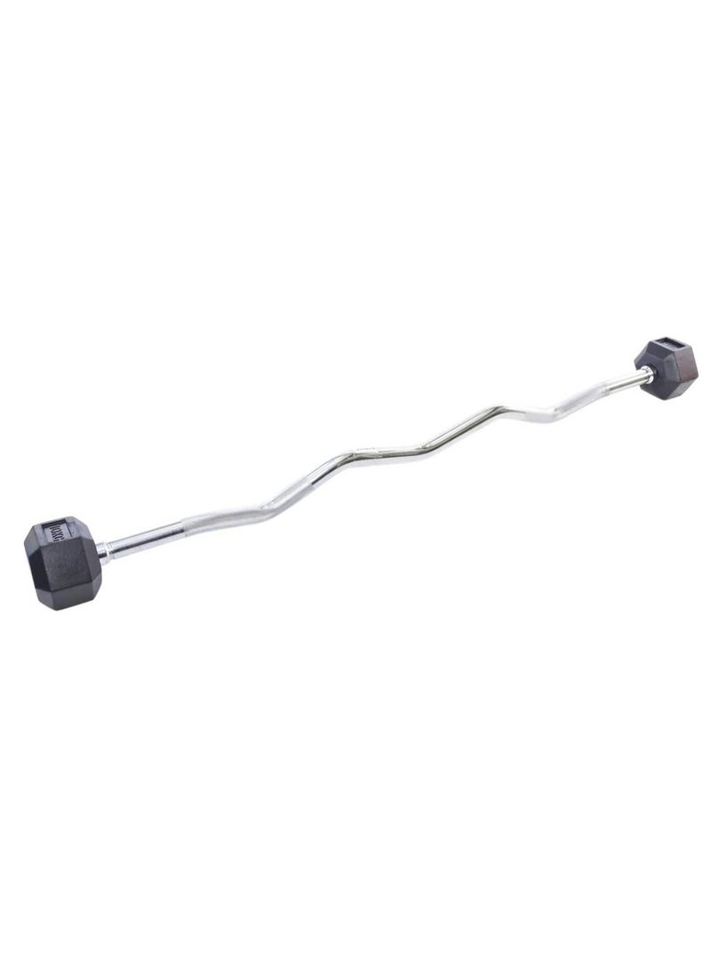 TA Sports Rubber Hex Barbell with Curl Bar 10 Kg