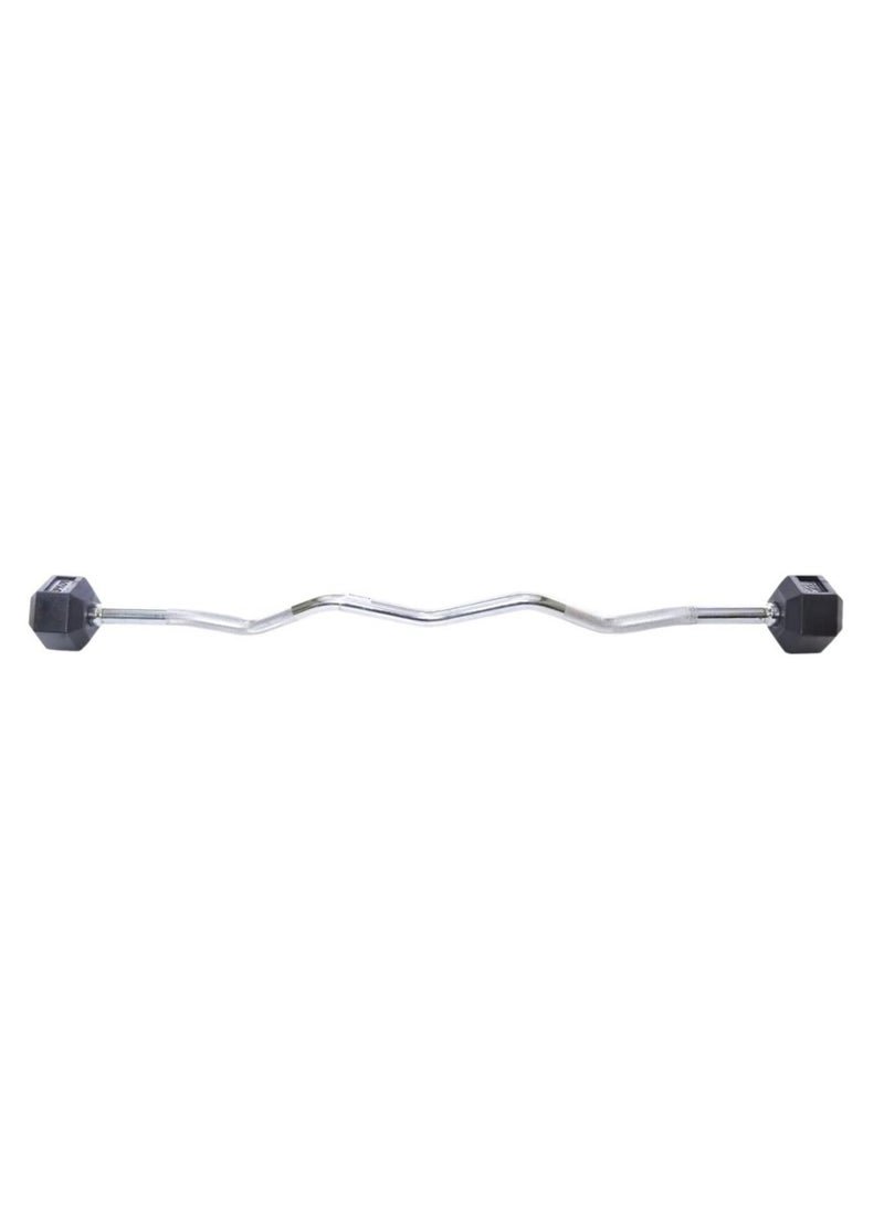 TA Sports Rubber Hex Barbell with Curl Bar 10 Kg