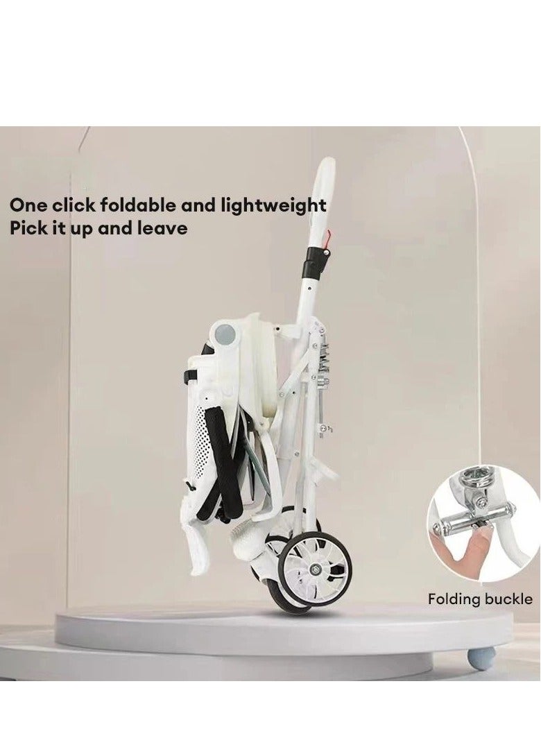 Stroller Baby 4 In 1 Light Weight High Landscape Baby Stroller Portable Baby Stroller For Newborn Infant Cradle,(White)