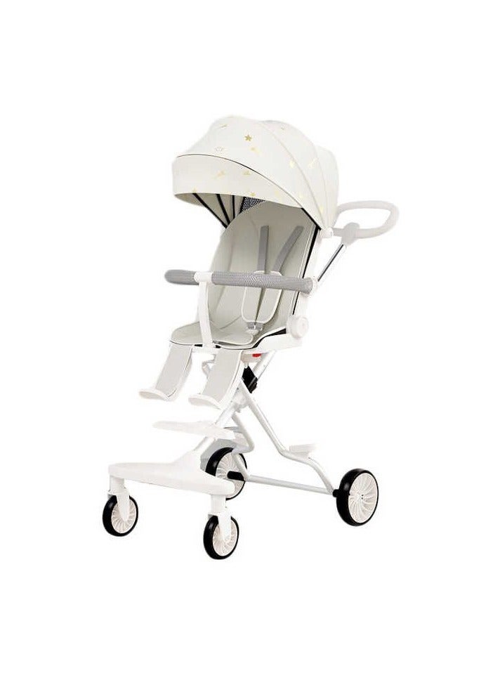 Stroller Baby 4 In 1 Light Weight High Landscape Baby Stroller Portable Baby Stroller For Newborn Infant Cradle,(White)