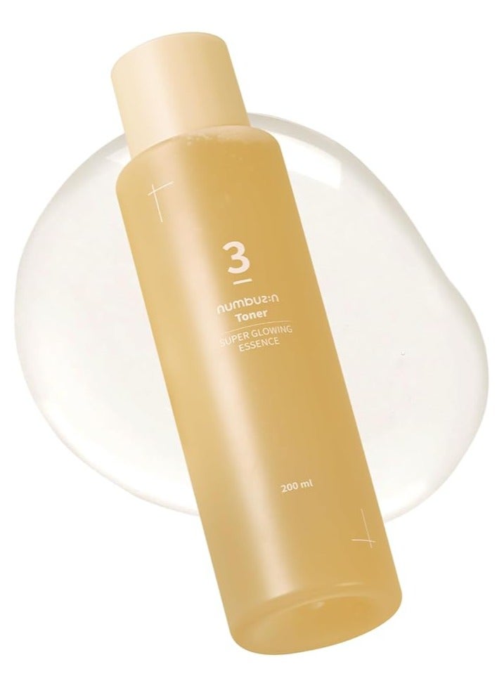 numbuzin No.3 Super Glowing Essence Toner | Fermented Ingredients, Niacinamide, Galactomyces, glowy skin radiance | Korean Skin Care for Face, 6.76 fl.oz