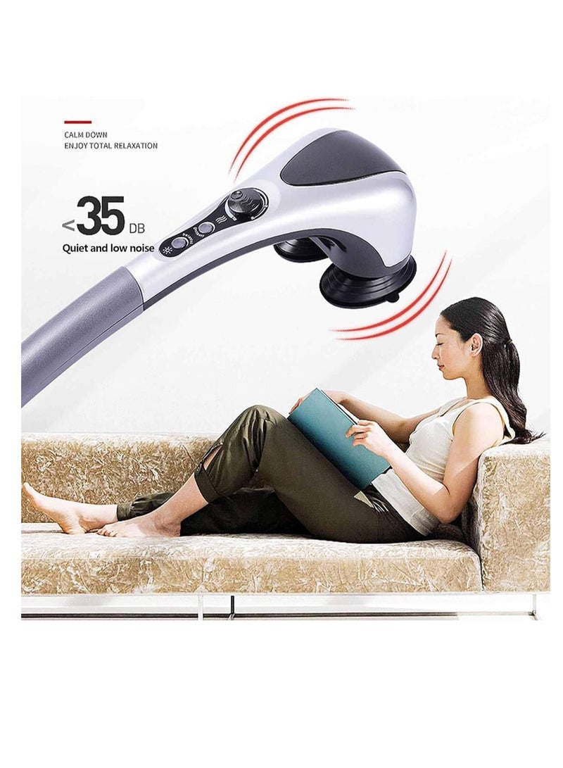 iCare Handheld Back Massager with Heat,Deep Tissue Percussion Massager, Dual Pivoting Heads, Rechargeable Hand Held Massager for Neck, Back Shoulder,Legs