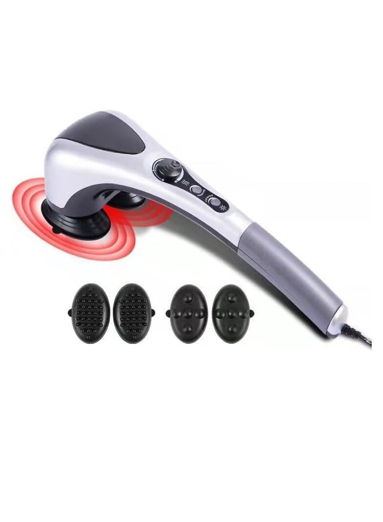 iCare Handheld Back Massager with Heat,Deep Tissue Percussion Massager, Dual Pivoting Heads, Rechargeable Hand Held Massager for Neck, Back Shoulder,Legs