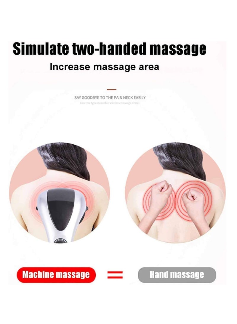 iCare Handheld Back Massager with Heat,Deep Tissue Percussion Massager, Dual Pivoting Heads, Rechargeable Hand Held Massager for Neck, Back Shoulder,Legs