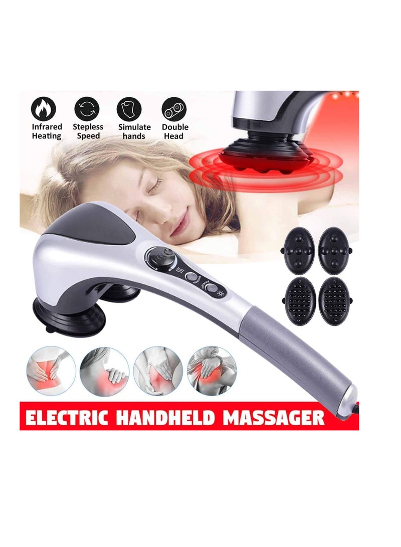 iCare Handheld Back Massager with Heat,Deep Tissue Percussion Massager, Dual Pivoting Heads, Rechargeable Hand Held Massager for Neck, Back Shoulder,Legs