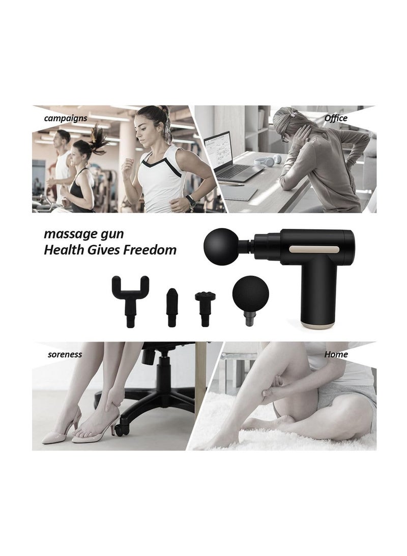 iCare Portable Muscle Massager Deep tissue Massager Small Massager for Home and Gym, Mini Fascia Gun 4 Massage Heads, Deep Tissue Massager for Pain Relief, 6 Speed Quiet Handheld Muscle Massager.