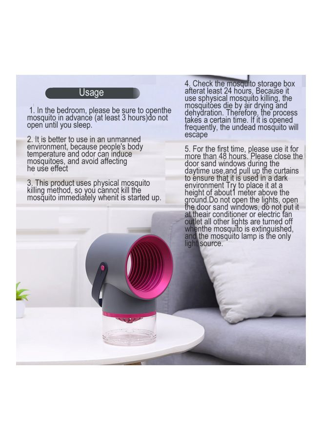 Electric Mosquito Insect Killer Lamp Dark Grey/Pink 24x14x14centimeter