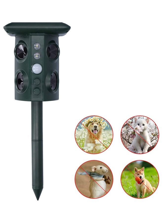 Solar Waterproof Ultrasonic Animal Repeller Pest Green