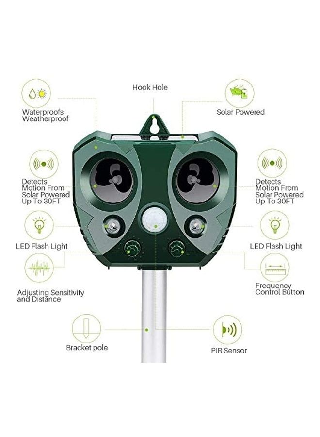 Solar Waterproof Ultrasonic Animal Repeller Pest Green