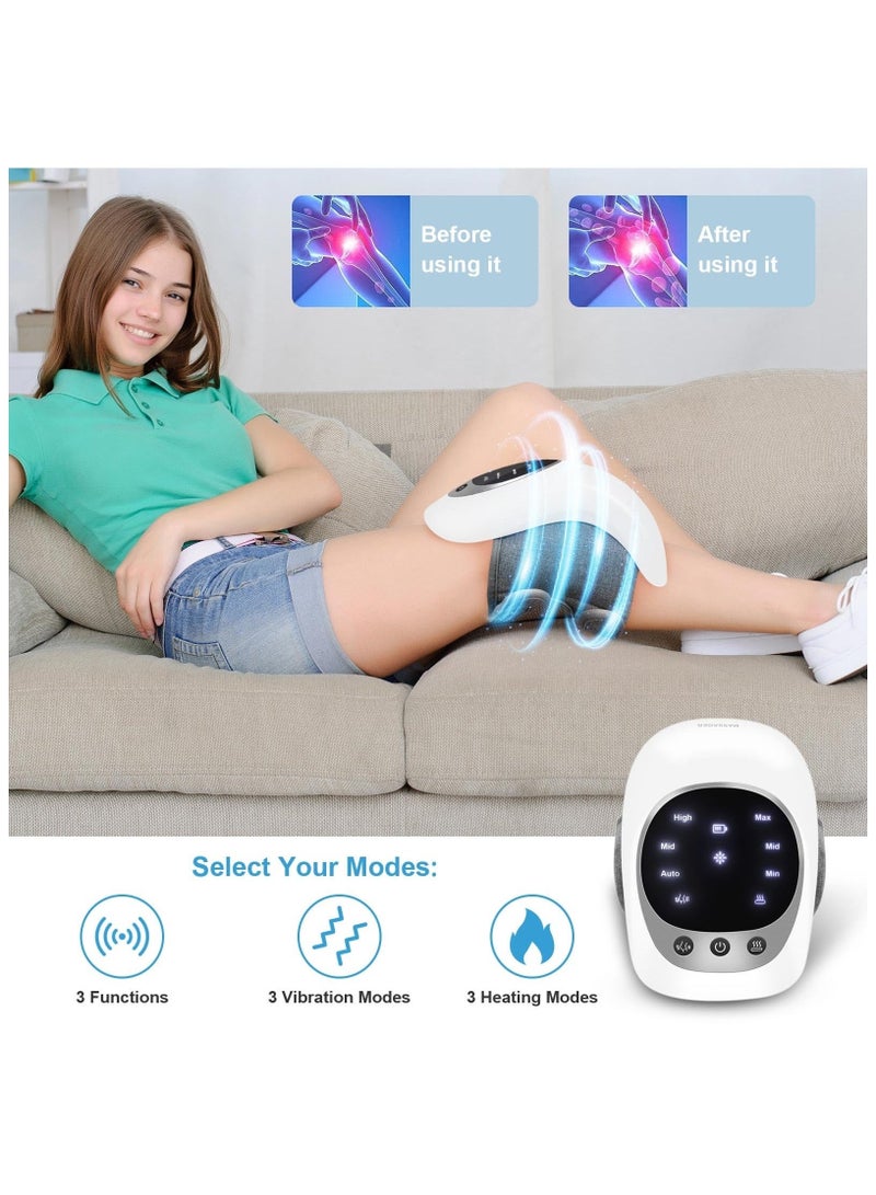 Knee Massager, Cordless Knee Massager with Multi-Function Screen, Physical Heating and Vibration Function, Best Gift for A Comforting Massage 2000Mah