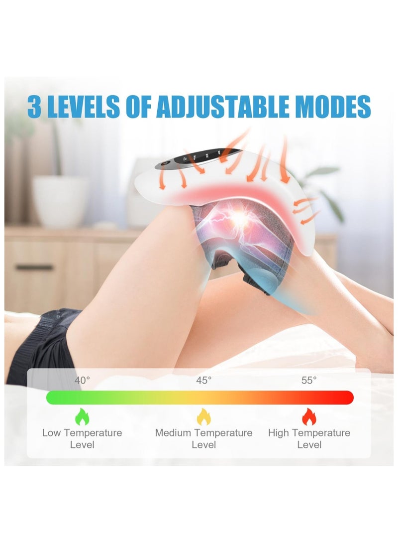 Knee Massager, Cordless Knee Massager with Multi-Function Screen, Physical Heating and Vibration Function, Best Gift for A Comforting Massage 2000Mah