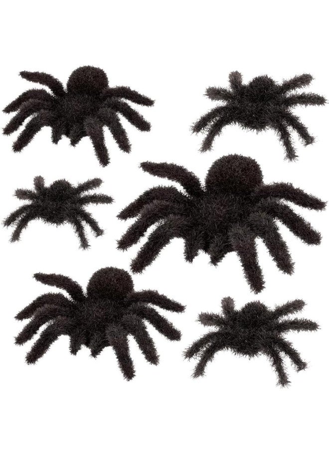 Plastic Fuzzy Spider MultiPack  6 Count  Realistic Flexible and Scary Fun for Halloween Decoration and Pranks