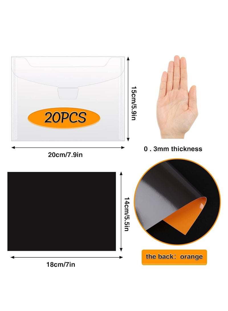 20PCS Magnetic Sheets for Dies Storage, Stamp and Die Storage Bag and Rubber Magnetic Sheets, Die Storage Set for Storage Die Cutting、DIY Scrapbooking, Die Cut Storage for Card Making Supplies