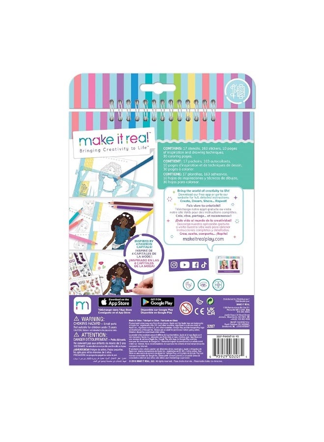Make It Real â€“ Fashion Design Sketchbook: City Style - Inspirational Fashion Design Coloring Book for Girls - Includes Sketchbook, Stencils, Stickers, and Fashion Design Guide