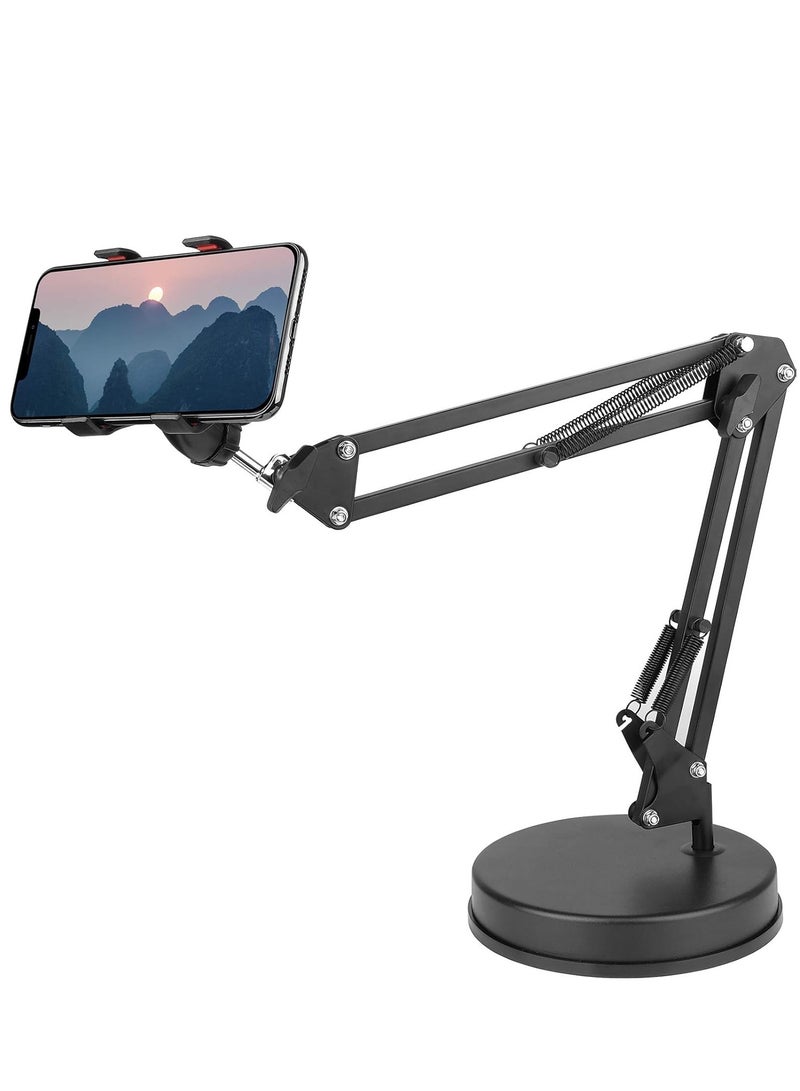 Phone Video Stand,Chromlives Phone Mount Stand Desktop Articulating Arm Phone Table Top Stand with Base,Adjustable 360° Cell Phone Holder Tablet Stand