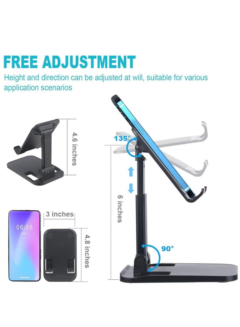 Foldable Phone Stand for Desk, Portable Cellphone Cradle, Adjustable in Height and Angle Phone Holder, Compatible with All Phones, Tablets