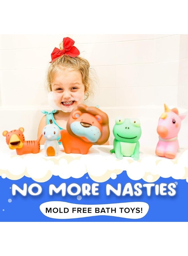 Mold Free Bath Toys for Babies and Toddlers, Animal No Hole Bath Toys, No Mold for Tub,Beach,Pool, BPA-Free, Dishwasher-Safe, Infant Bath Toys No Holes 0 1 3 6 12 18 Months