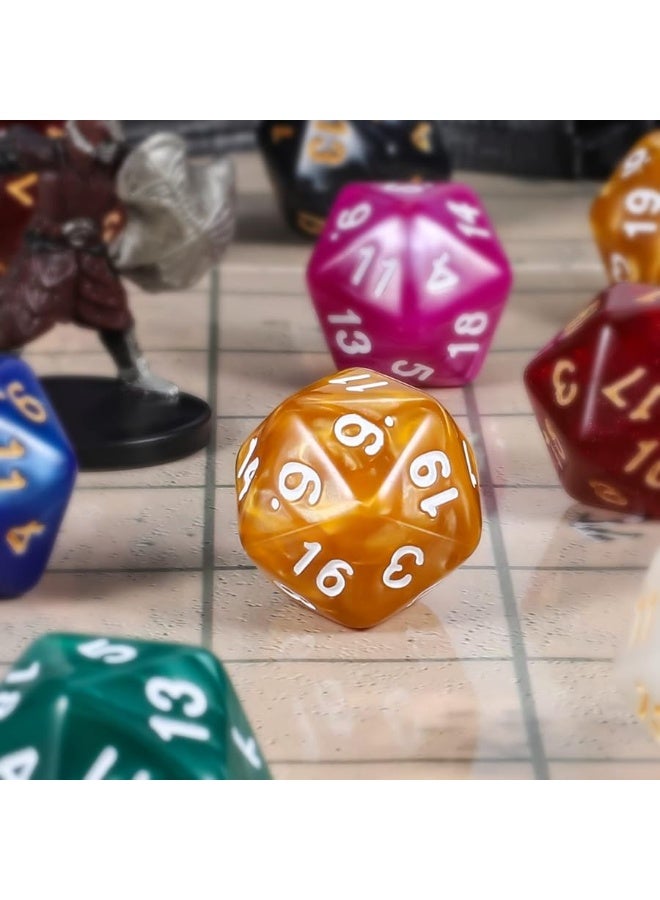 CiaraQ DND Polyhedral Dice 100pcs with A Dice Bag Compatible with Dungeons and Dragons DND RPG MTG Role Playing Table Games D20 dice 10 colors100 pcs