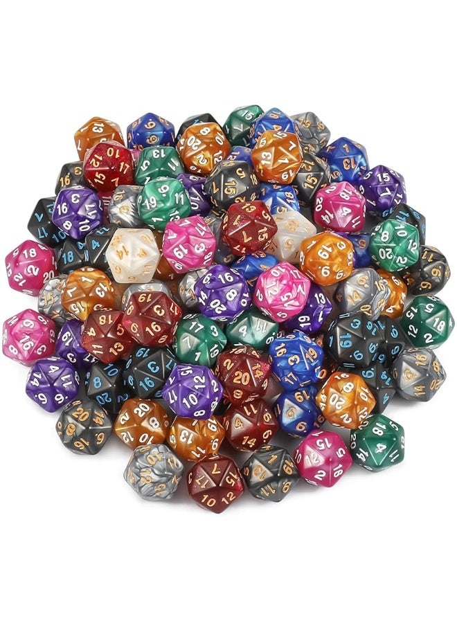 CiaraQ DND Polyhedral Dice 100pcs with A Dice Bag Compatible with Dungeons and Dragons DND RPG MTG Role Playing Table Games D20 dice 10 colors100 pcs