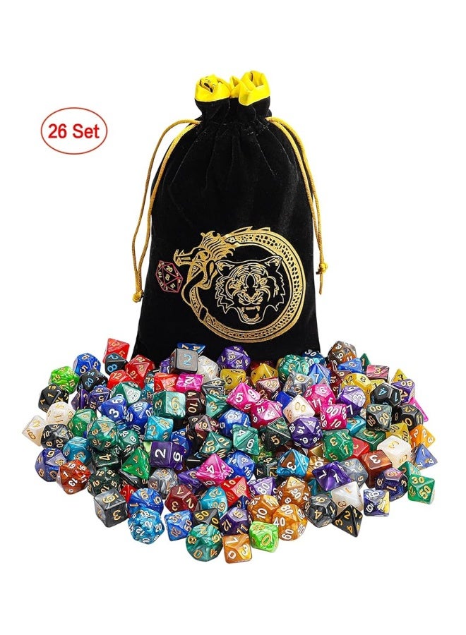 CiaraQ DND Dice Sets - 26 X 7 Polyhedral Dice (182pcs) with a Large Drawstring Bag Great for Dungeons and Dragons, Role Playing Table Game.