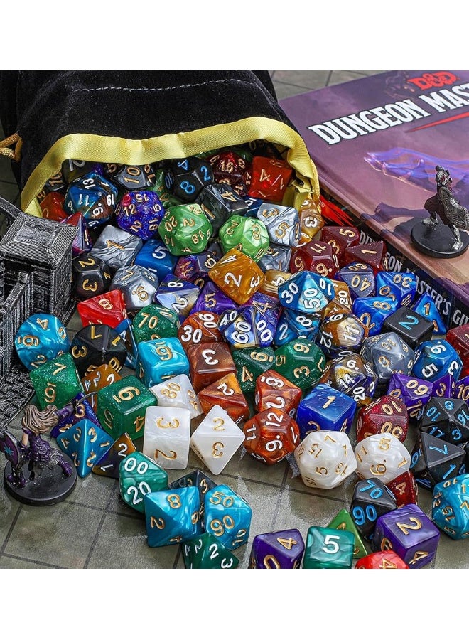 CiaraQ DND Dice Sets - 26 X 7 Polyhedral Dice (182pcs) with a Large Drawstring Bag Great for Dungeons and Dragons, Role Playing Table Game.